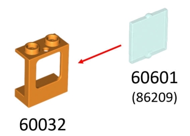 Preview: LEGO Türen und Fenster 60601 Fensterglas für Rahmen 1x2x2, weiß