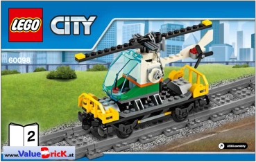 LEGO City BAUANLEITUNG 60098 Schwerlastzug, nur Tiefladerwaggon mit Helikopter