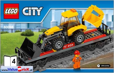 LEGO City BAUANLEITUNG 60098 Schwerlastzug, nur Tiefladerwaggon mit Baggerlader