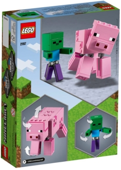 Preview: Box Rückansicht: LEGO Minecraft 21157 BigFig Schwein mit Zombiebaby