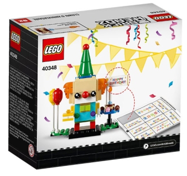 Box Rückansicht: LEGO Brickheadz 40348 Geburtstagsclown
