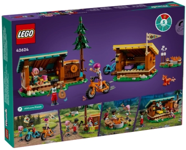 Box Rückseite: LEGO Friends 42624 Gemütliche Hütten im Abenteuercamp