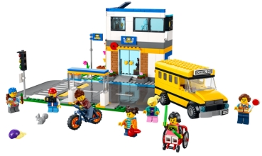 Preview: Inhalt: LEGO City 60329 Schule mit Schulbus