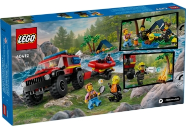 Preview: Box Rückansicht: LEGO City 60412 Feuerwehrgeländewagen mit Rettungsboot