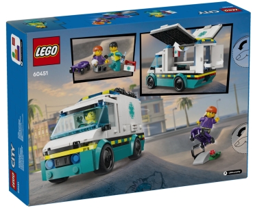 Preview: Box Rückseite: LEGO City 60451 Rettungswagen
