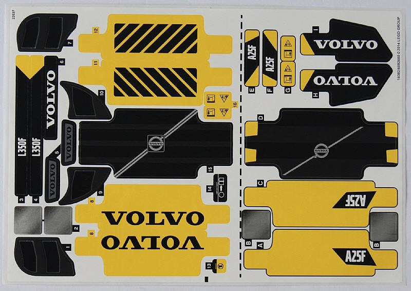 LEGO 42030 Ersatzaufkleber Stickerbogen Volvo L350F Radlader