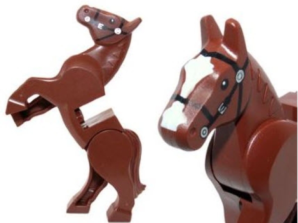 LEGO Tiere 10352c01pb01 Pferd, rotbraun mit schwarzem Zaumzeug