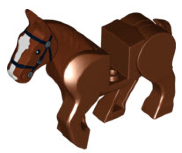 Inhalt: LEGO Tiere 10352c01pb01 Pferd, rotbraun mit schwarzem Zaumzeug