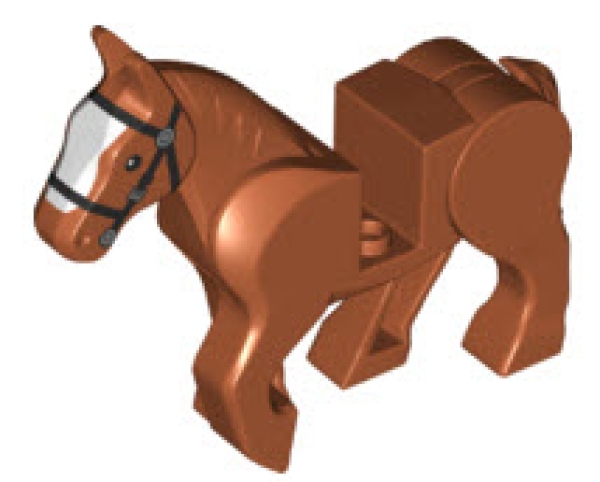 Inhalt: LEGO Tiere 10352c01pb08 Pferd, hellbraun mit schwarzem Zaumzeug