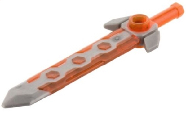 LEGO Waffen 24108c01 Nexo-Schwert mit silbernen Einlagen, transparent-neonorange