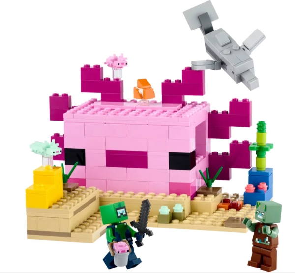 Inhalt: LEGO Minecraft 21247 Das Axolotl-Haus