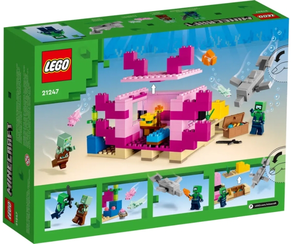 Box Rückseite: LEGO Minecraft 21247 Das Axolotl-Haus