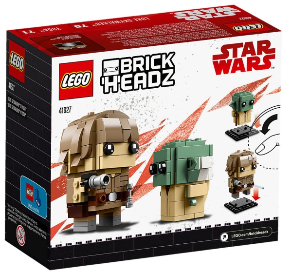Box Rückansicht: LEGO Brickheadz 41627 Luke Skywalker und Yoda