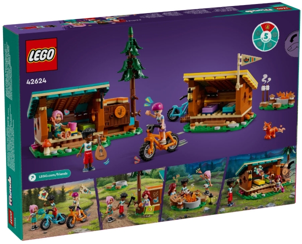 Box Rückseite: LEGO Friends 42624 Gemütliche Hütten im Abenteuercamp