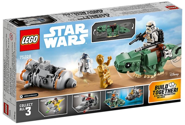 Box Rückseite: LEGO Star Wars 75228 Escape Pod vs. Dewback Microfighters