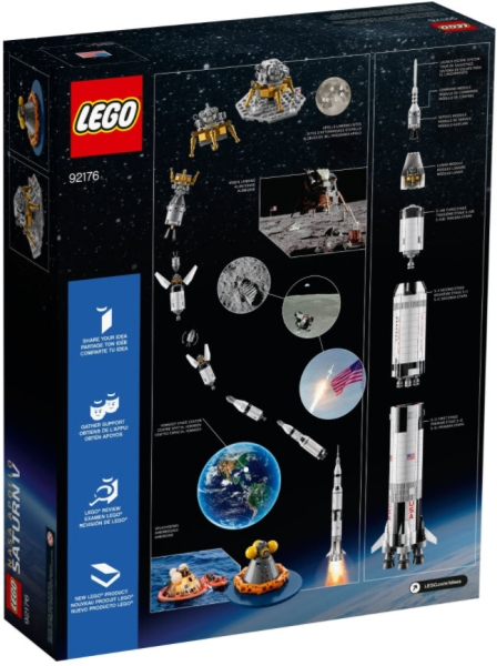 Box Rückansicht: Detail 1: LEGO Ideas 92176 NASA Apollo Saturn V